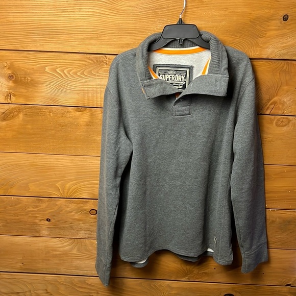 Superdry Vintage men’s  Athletic Half Button Henley collared Long sleeve XXL Y2K - Picture 1 of 9